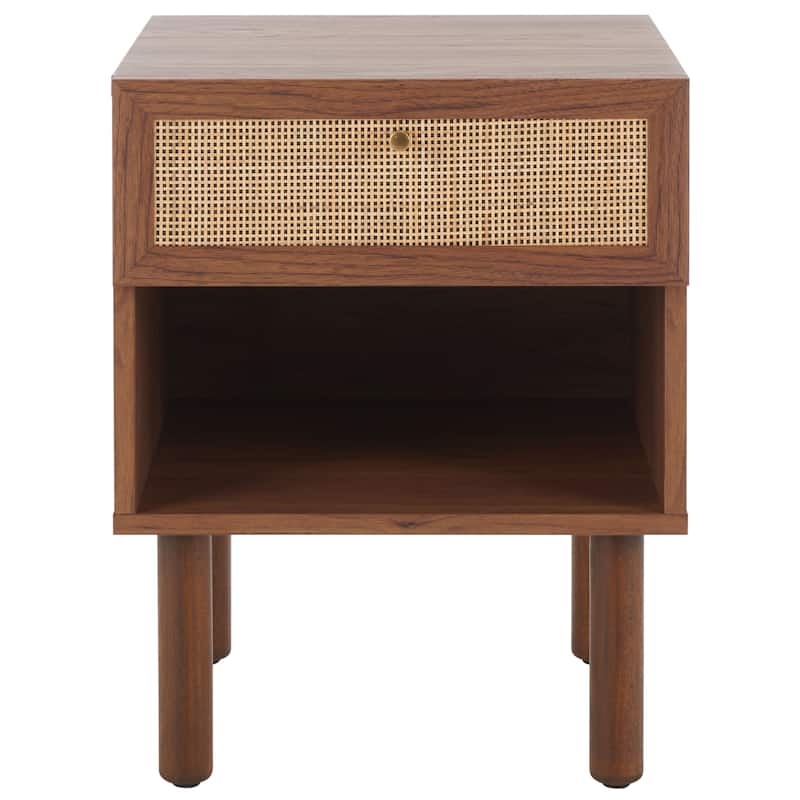 SAFAVIEH Olina Nightstand - Walnut/Natural Rattan