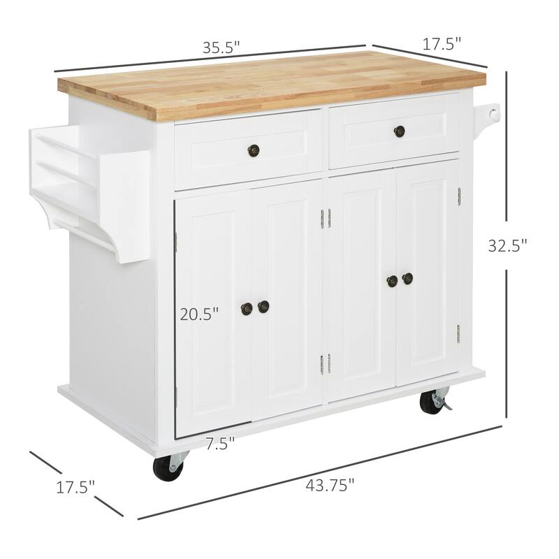 Modern Rolling Kitchen Island Cart With Spice Rack(no include stool)