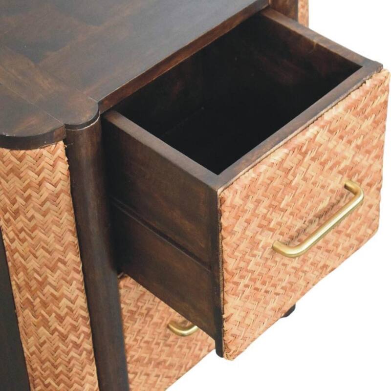 Artisan Furniture Solid Wood Havana Cane front Drawers, Brown With 3-Drawers
