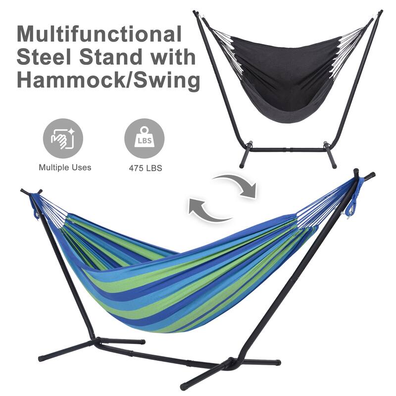 10.7 ft. 2-Person Brazilian-Style hammock with Stand - Convertible