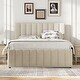 preview thumbnail 11 of 16, Full Size Upholstered Platform Bed with Twin Size Trundle and 3 Drawers, Linen Fabric, Gray