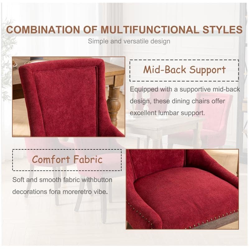 Thickened Side Dining Chair with Solid Wood Legs Set of 4