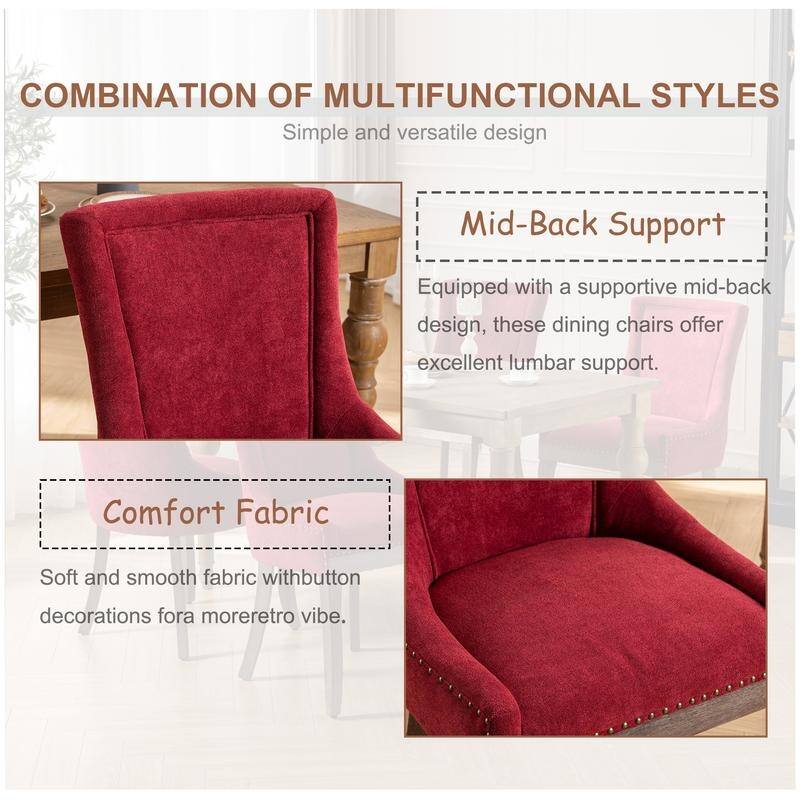 Thickened Side Dining Chair with Solid Wood Legs Set of 6