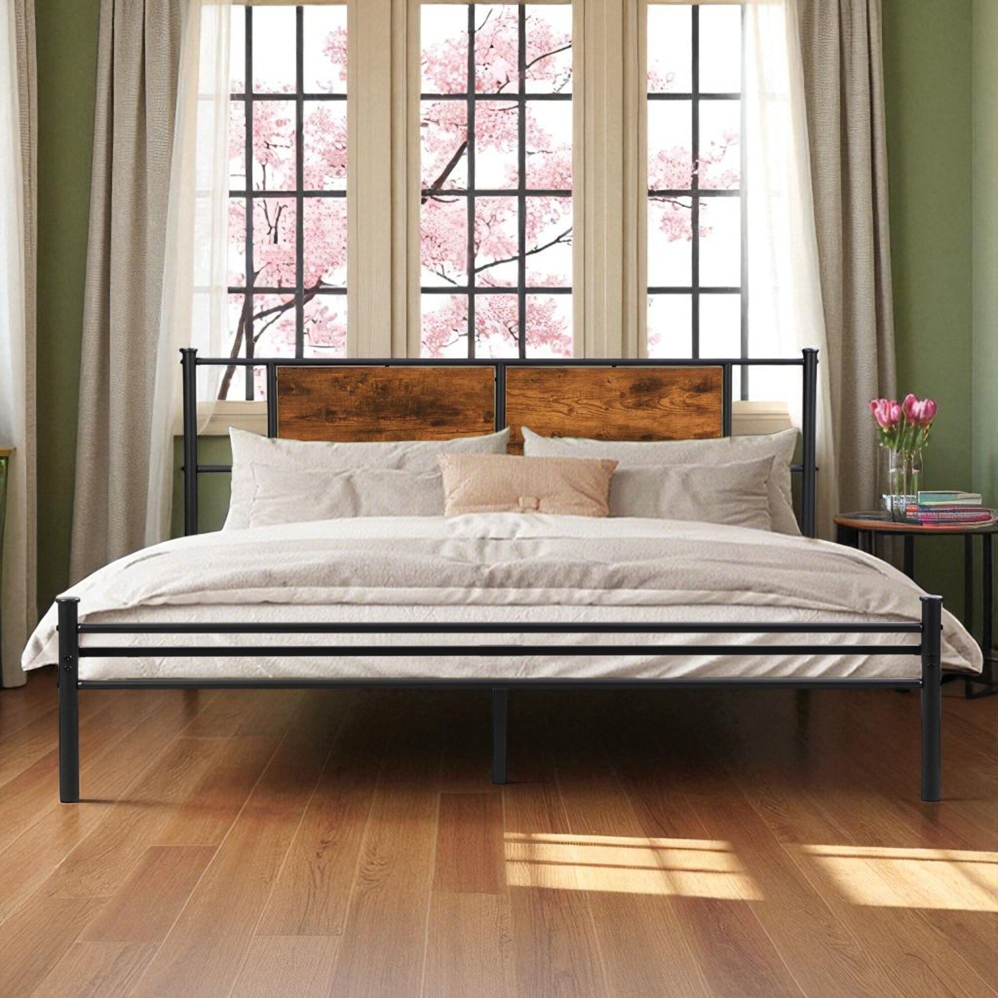 thumbnail image 2 of NEWBULG Metal Platform Bed Frame – Twin/Full/Queen/King, Durable Steel Slat Support, No Box Spring Needed, Black 2 of 5