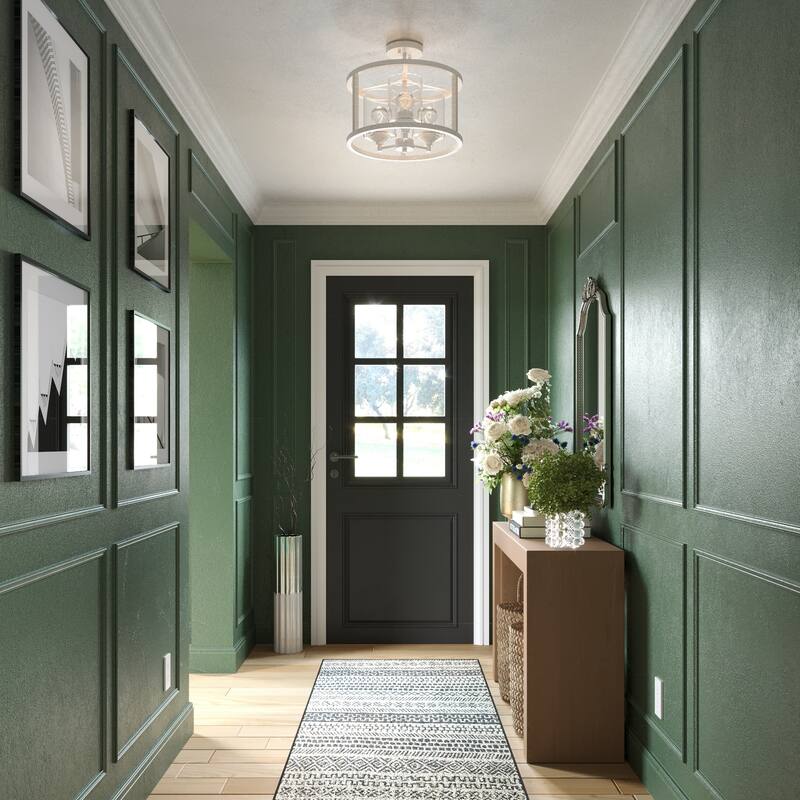 Acroma 3-light White Modern Farmhouse Semi-Flush Mount Ceiling Light