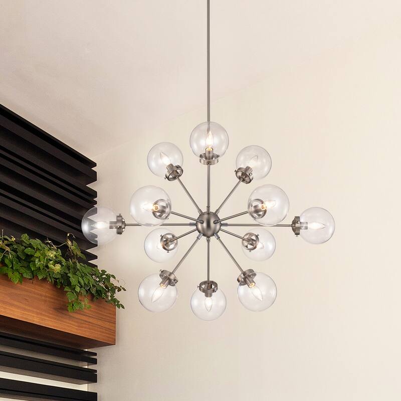 Masakee 12-light Sputnik Metal Chandelier with Clear Glass Globe Shades