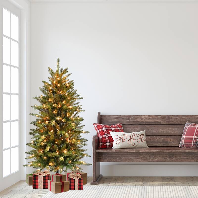 Puleo International 4.5 ft. Pre-lit Slim Fraser Fir Artificial Christmas Tree