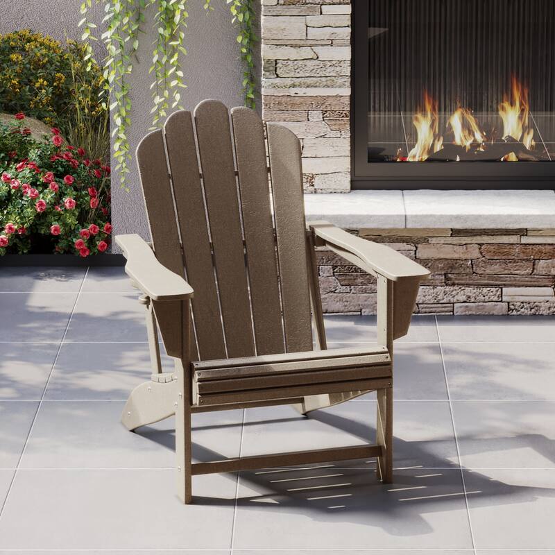 Aderson Outdoor Patio Commercial-Residential Adirondack Chair with Swivel Cupholder