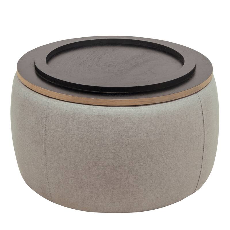 Roomfitters Round Storage Ottoman with Removable Lid, 2-in-1 Design Serves as End Table or Footrest, Modern Living Room