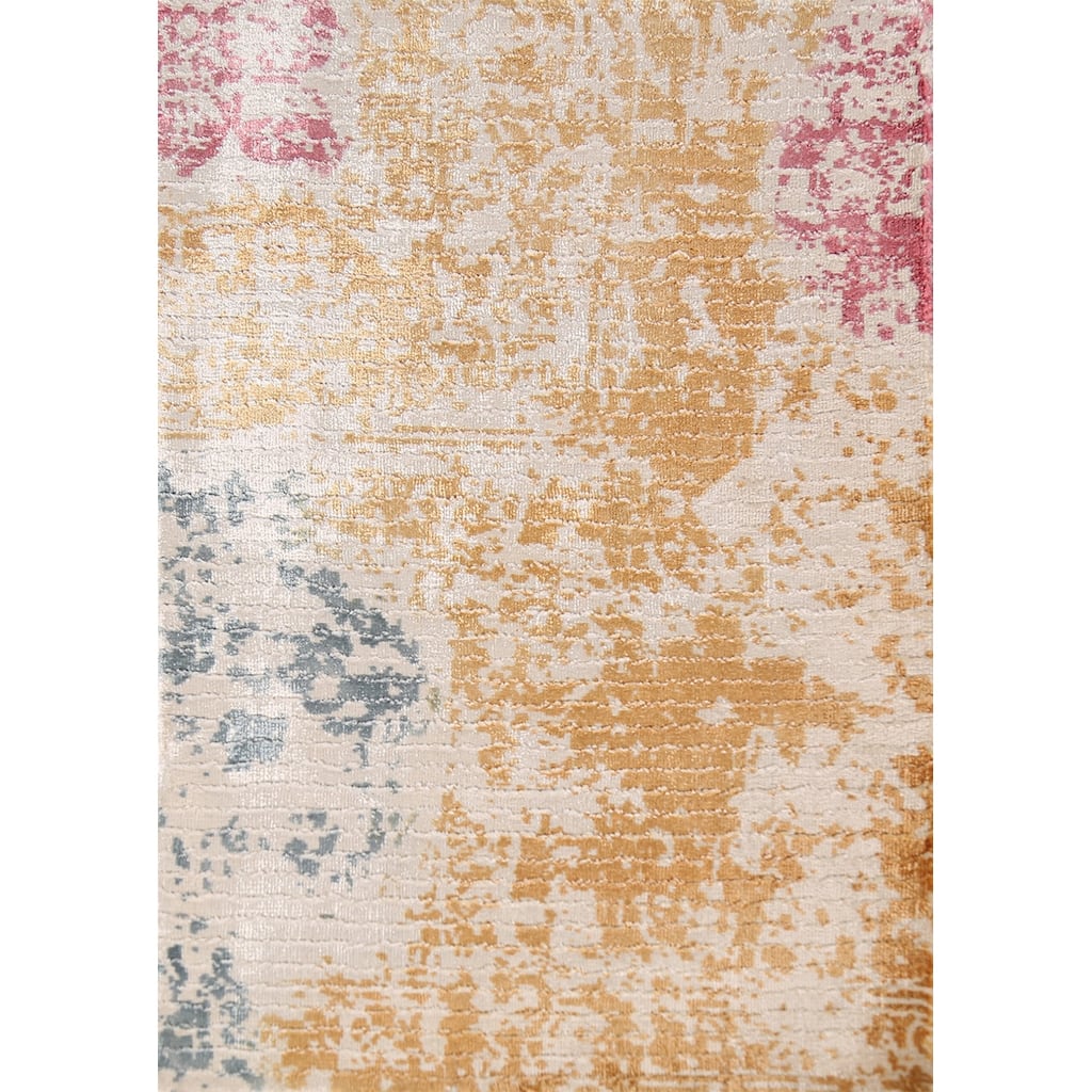 Gold Abstract Contemporary Foyer Rug Hand-Knotted Wool Carpet - 2'0"x 3'0"