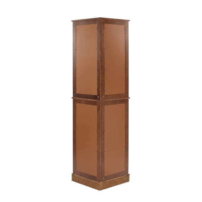 Corner Curio Cabinet with Lights, Floor Standing Display Cabinet with Adjustable Tempered Glass Shelves & Mirrored Back