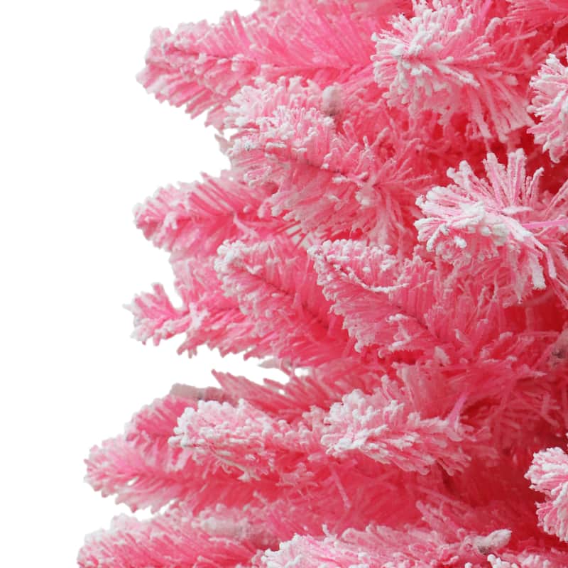 Puleo International Pre-Lit 4.5' Pink Pencil Artificial Christmas Tree