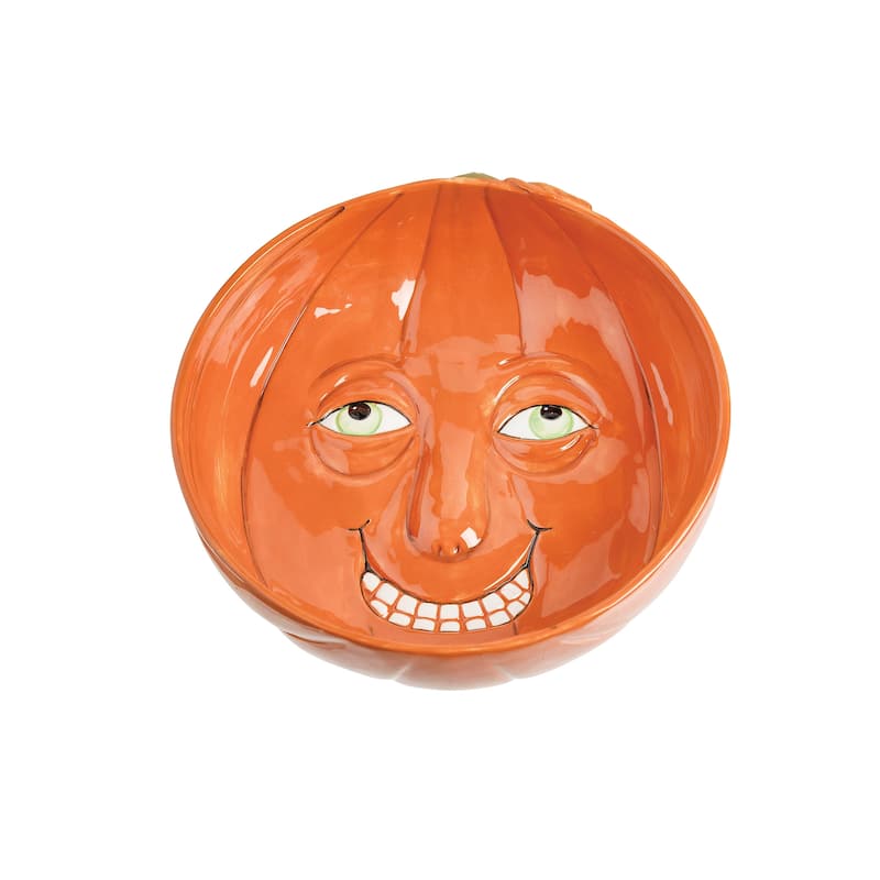 Victor Pumpkin Gathered Traditions Joe Spencer Figure Large Candy Bowl