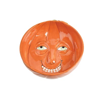 Victor Pumpkin Gathered Traditions Joe Spencer Figure Large Candy Bowl
