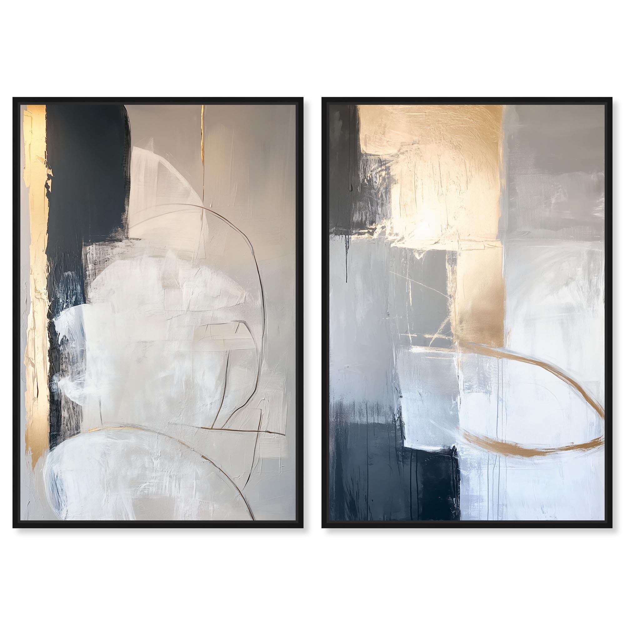 Gilded Shores Duo Living Room Decor Canvas Print by Art Remedy