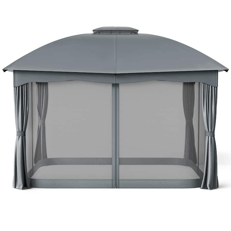 Gymax 12' x 10' Patio Heavy Duty Steel Gazebo Canopy Double Vented