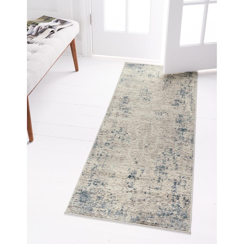 Contemporary Milton Collection Area Rug - Gray Blue - 2'7"x13'1"