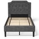 preview thumbnail 11 of 14, Linen Twin Upholstered Platform Bed with Frame Headboard Mattress Foundation