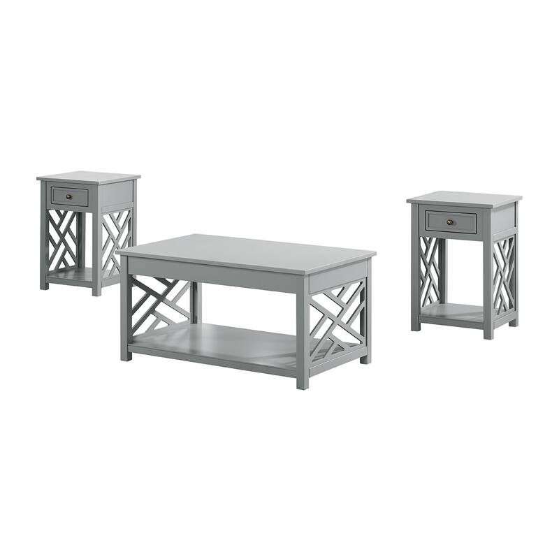 Porch & Den Altadena Coffee Table and Two End Tables with Drawer