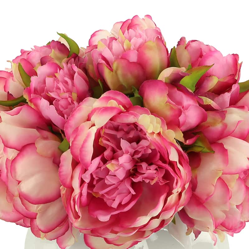 Peony Arrangement in a Wavy Ceramic Pot