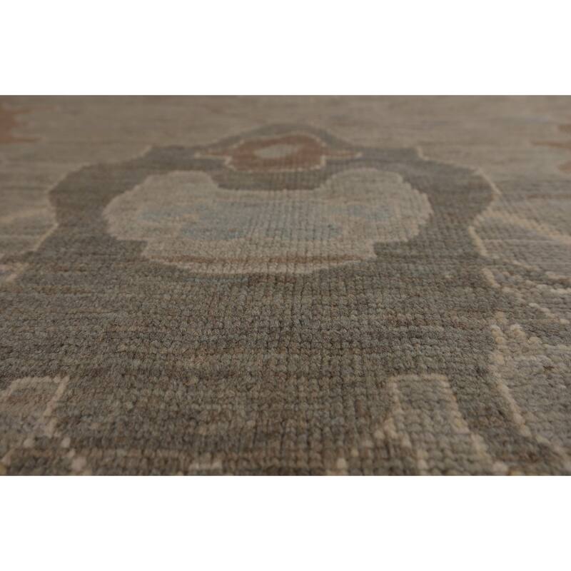 Floral Oushak Turkish Area Rug Handmade Vegetable Dye Wool Carpet - 9'0"x 11'5"