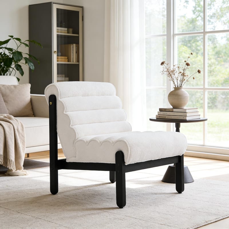 Scott Living - Modern Upholstered Accent Chair with Plush Layered Cushion & Solid Wood Frame - 25.75"W - White+Black