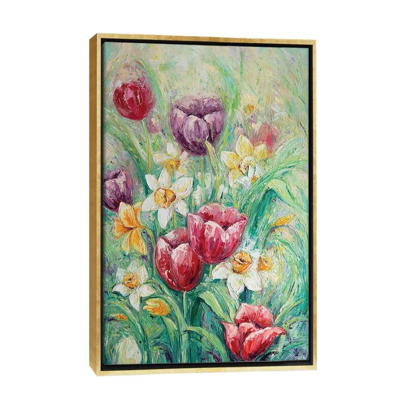 iCanvas "Spring Flowers" by Vlada Koval Framed Canvas Print - Gold - 26x18