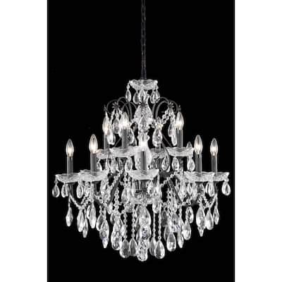 Fleur Illumination Collection Chandelier D:28in H:28in Lt:12 Dark Bronze Finish