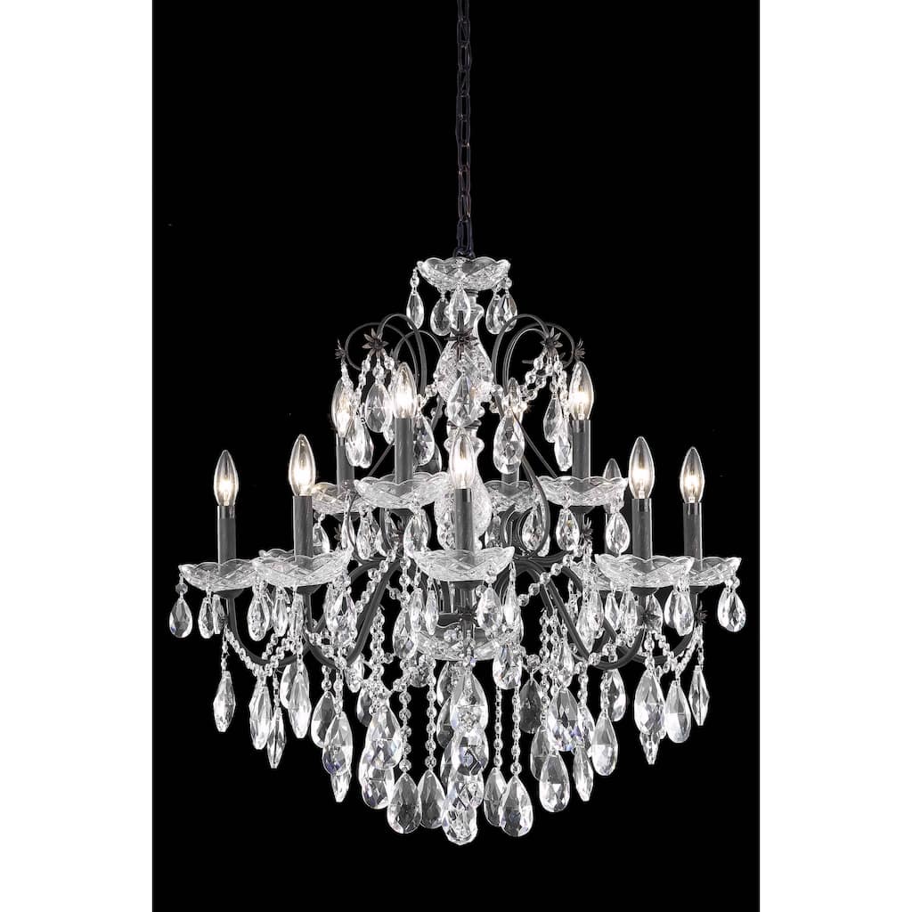 Fleur Illumination Collection Chandelier D:28in H:28in Lt:12 Dark Bronze Finish