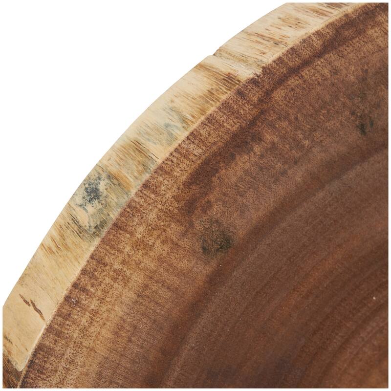 Wood Tree Handmade Circular Slab Sculpture with Black Metal Base - Brown - Roche River Decor - 4"W x 21"L x 23"H