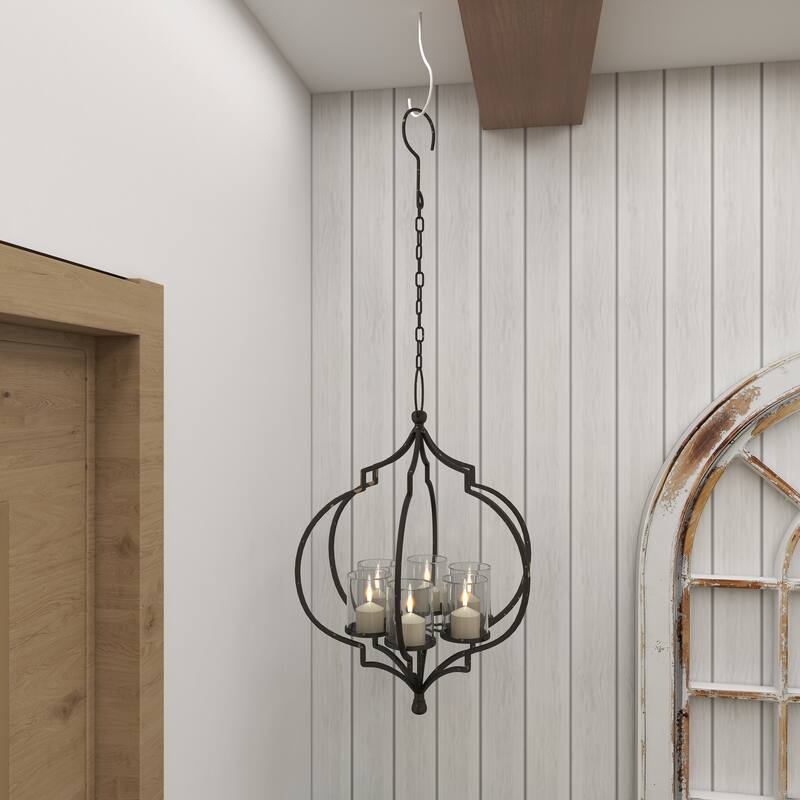Elegant Decorative Metal Hanging Candelabra - Black or White