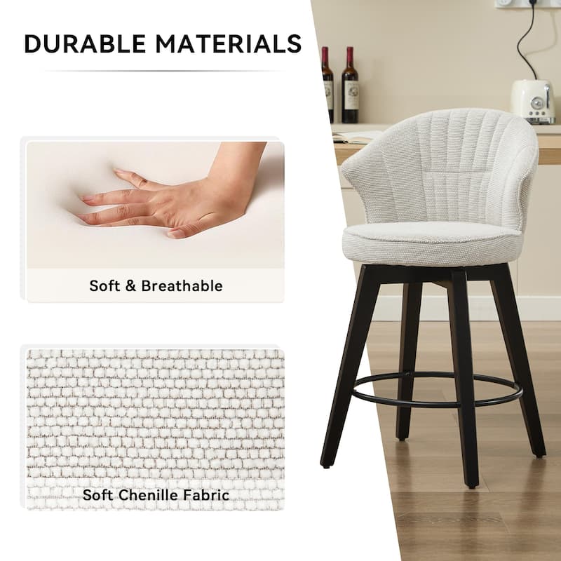 Swivel Bar Stools Side Chair Set of 2 - White
