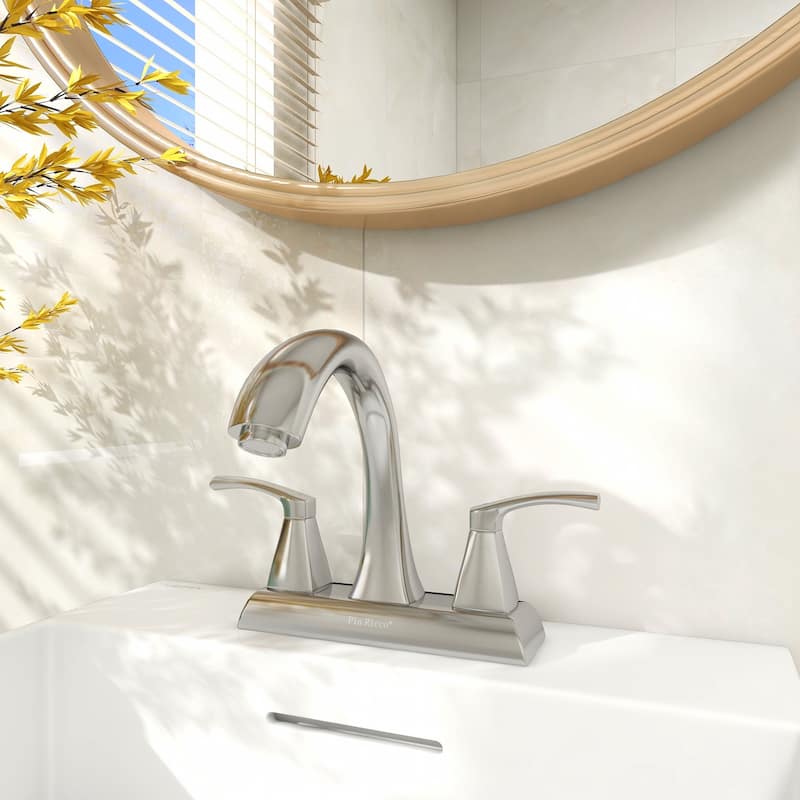 2-Handle Brushed Nickel Centerset Bathroom Sink Faucet with Drain Assembly