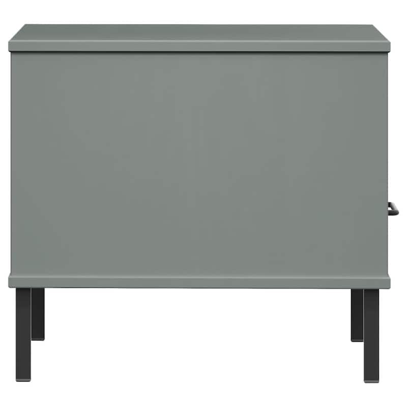 vidaXL Bedside Table Bedroom Nightstand with Metal Legs Solid Wood Pine OSLO - 19.7" x 19.7" x 17.7"