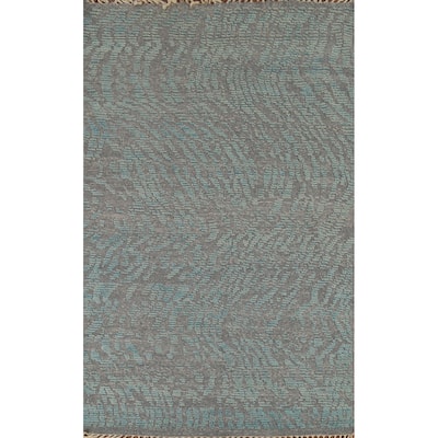 All-Over Abstract Moroccan Oriental Area Rug Hand-Knotted Wool Carpet - 4'10"x 7'10"