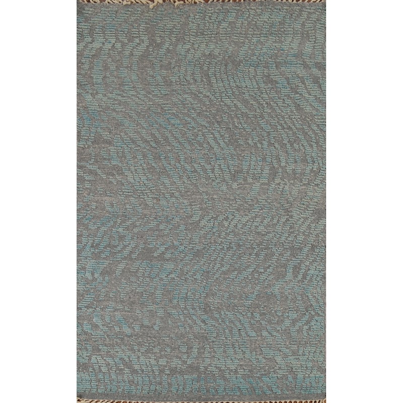 All-Over Abstract Moroccan Oriental Area Rug Hand-Knotted Wool Carpet - 4'10"x 7'10"