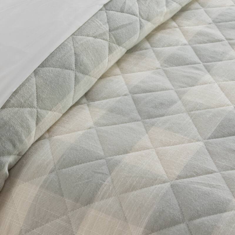 HULALA HOME 3 Piece Quilt Set with Plaid Patterns