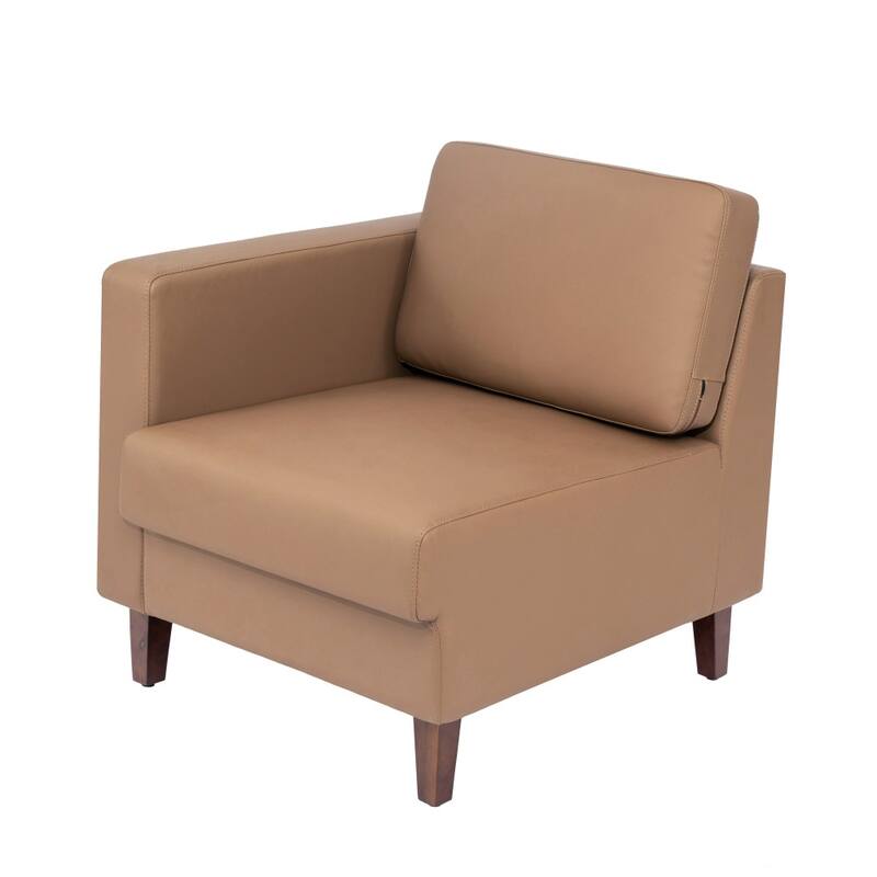 Commercial Modular Left Arm Chair with AC/USB/USB-C Chargers - 28.25"W x 31.5"D x 31.75"H - Cognac