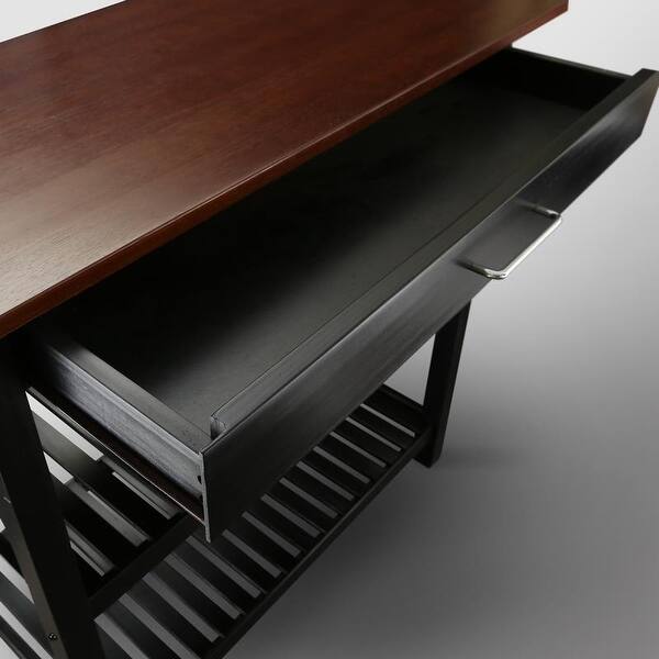 Shop 2 Shelf Natural Solid Wood Top Kitchen Island Overstock