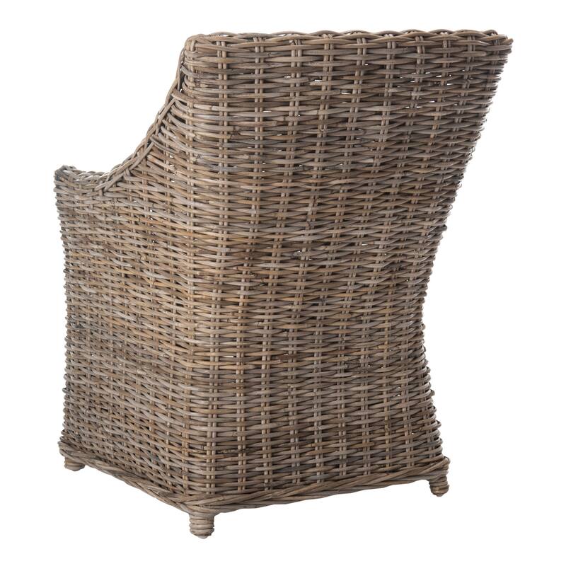 SAFAVIEH Cheryle Wicker Washed Brown Wingback Arm Chair (Fully Assembled) - 26" W x 23" D x 34" H - 26Wx23Dx34H