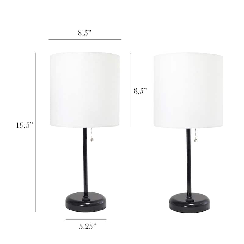 Simple Designs 19.5" 2 Pack Table Desk Lamp Set with Charging Outlet - 19.50