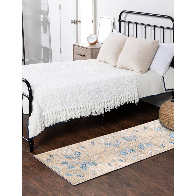 ECARPETGALLERY Hand-knotted Antalya Vintage Beige Wool Rug - 2'9 x 9'6