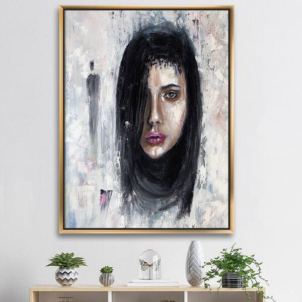 slide 2 of 5, Designart "Portrait Of A Young Woman II" Traditional Framed Canvas Wall Art Print