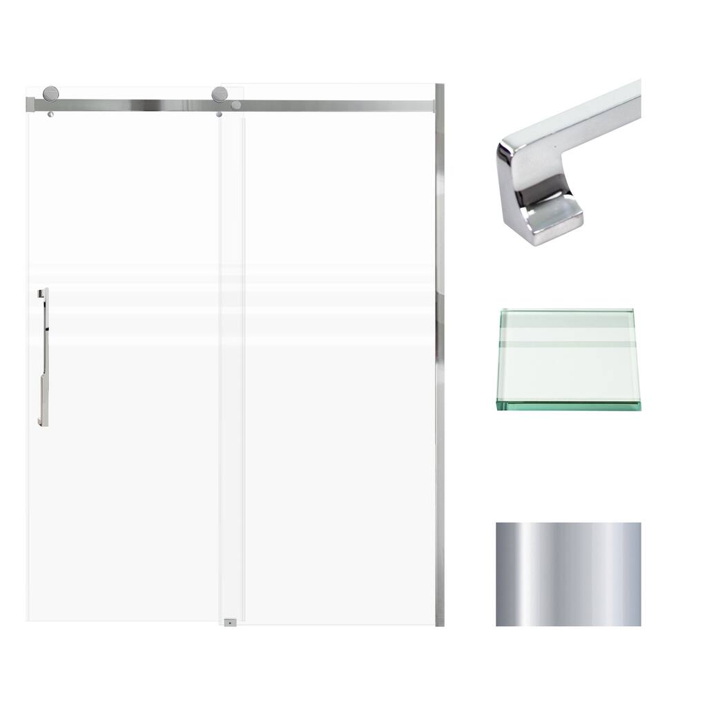 Madeline 60 in. W x 76 in. H Sliding Frameless Shower Door with Fixed Panel with Frosted Glass - 56-60-in W x 76-in H