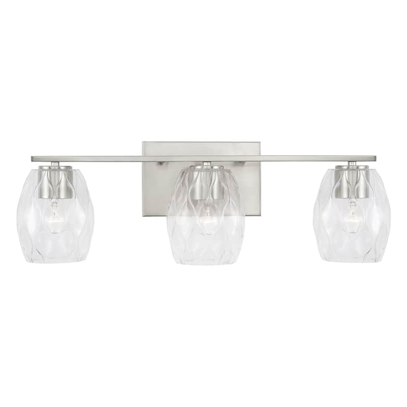 Lucas 3-light Bath/ Vanity Fixture w/ Wavy Embossed Glass