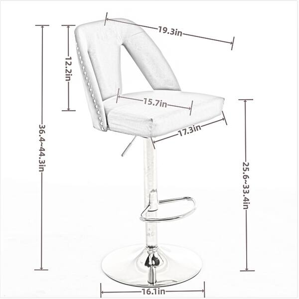 Bar Stools Set of 2 with Velvet Back Adjustable Seat Height Kitchen