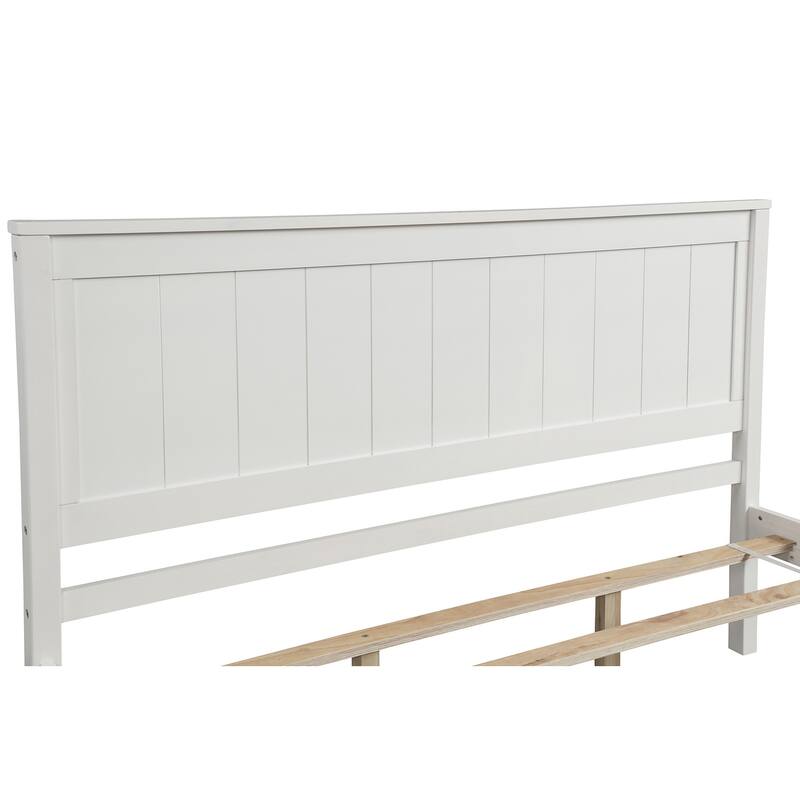 Modern Wood Platform Bed Frame with Headboard and Slat Support