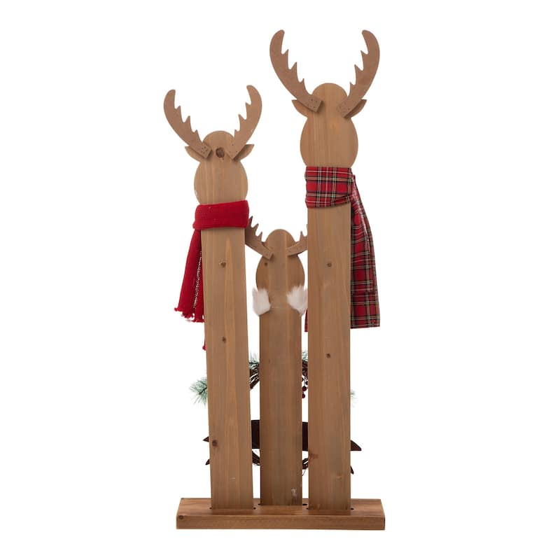 Glitzhome 35"H Wooden Deer or Snowman or Gnome Family Porch Decor