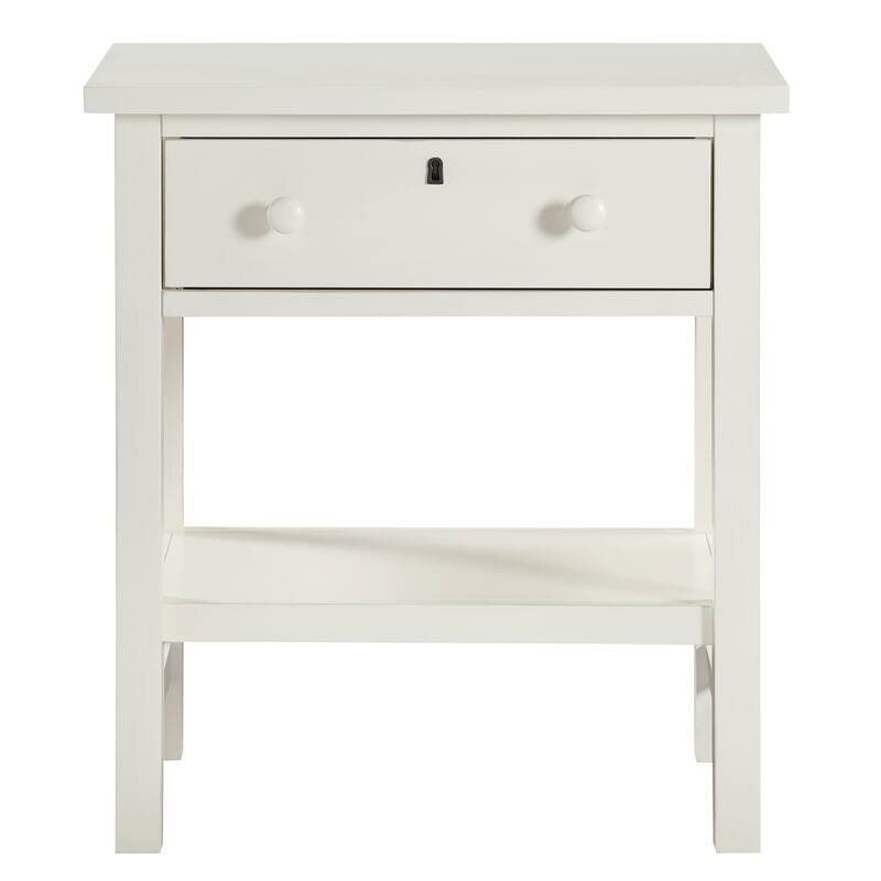 1-Drawer Nightstand with Open Shelf and Wooden Knobs Rustic Design