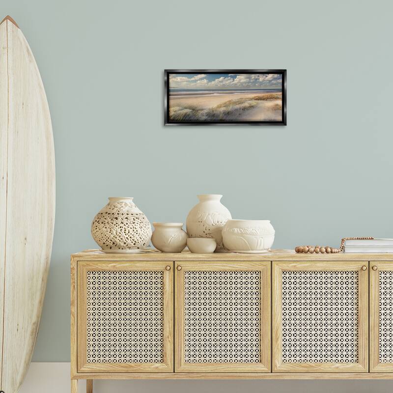 Stupell Rolling Clouds Beach Scenery Framed Floater Canvas Wall Art Design By Mike Calascibetta